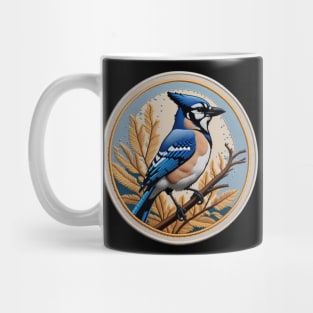 Blue Jay Embroidered Patch Mug